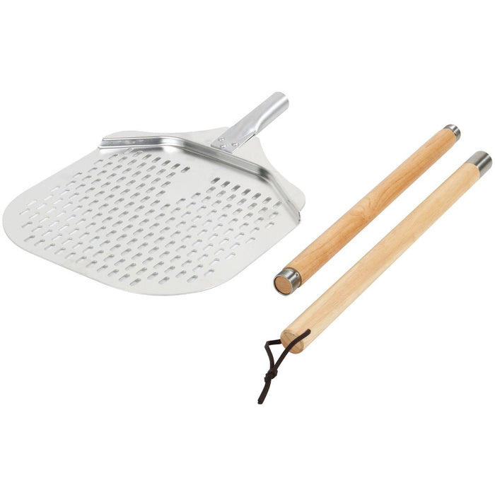 Pizza Peel 12'' Perforated square Wood handle Length 132cm |  SPRX13212P Makfry