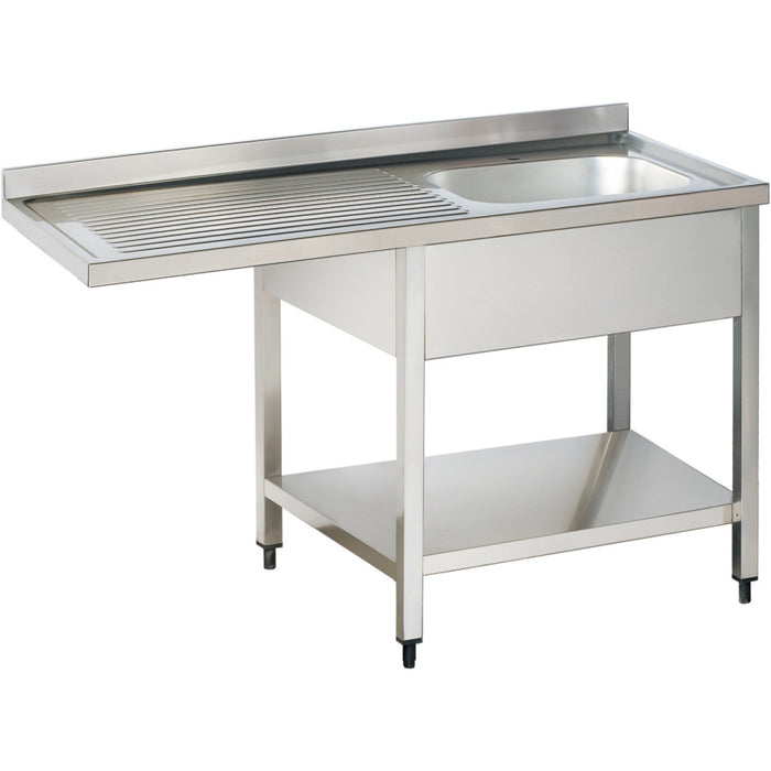 Commercial Sink For Dishwashers 1 Bowl Right Bottom Shelf Splashback 1400x600x950mm | Yls146 Sbr1 Makfry