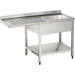 Commercial Sink For Dishwashers 1 Bowl Right Bottom Shelf Splashback 1400x600x950mm | Yls146 Sbr1 Makfry