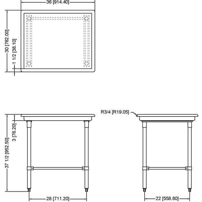 B GRADE Commercial Stainless Steel Dish Sorting Table 914mm Width |  SRT36 B GRADE