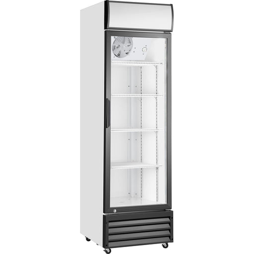 Commercial Upright Beverage Bottle Cooler 292 Litres Single Hinged Glass Door Black &Amp; White 578x605x1980mm | Ssh24 Makfry