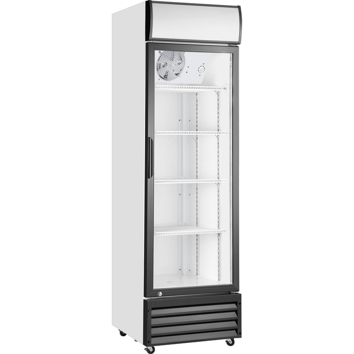 Commercial Upright Beverage Bottle Cooler 292 Litres Single Hinged Glass Door Black &Amp; White 578x605x1980mm | Ssh24 Makfry