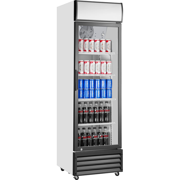 Commercial Upright Beverage Bottle Cooler 292 Litres Single Hinged Glass Door Black &Amp; White 578x605x1980mm | Ssh24 Makfry
