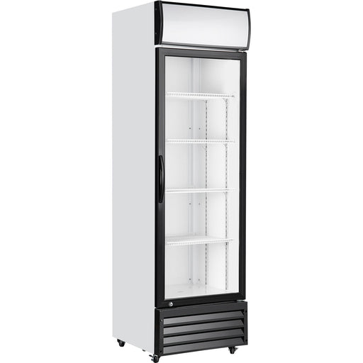 Commercial Upright Beverage Bottle Cooler 335 Litres Single Hinged Glass Door Black &Amp; White 578x605x1980mm | Ssh26 Makfry