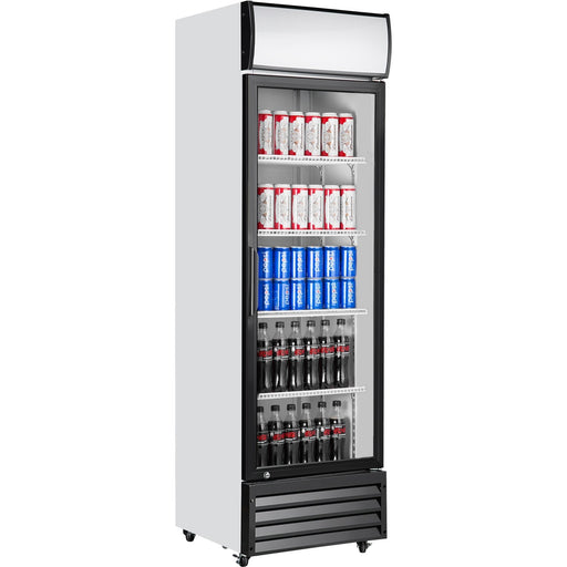 Commercial Upright Beverage Bottle Cooler 335 Litres Single Hinged Glass Door Black &Amp; White 578x605x1980mm | Ssh26 Makfry