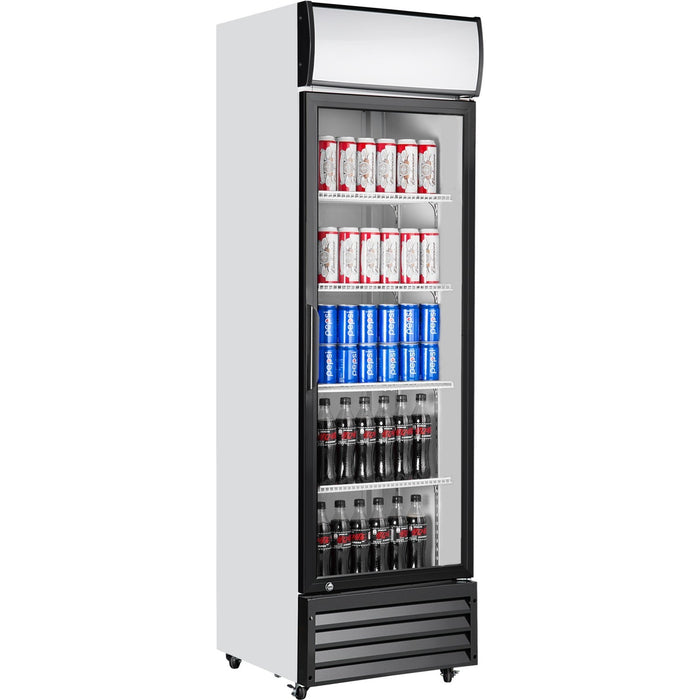 Commercial Upright Beverage Bottle Cooler 335 Litres Single Hinged Glass Door Black &Amp; White 578x605x1980mm | Ssh26 Makfry