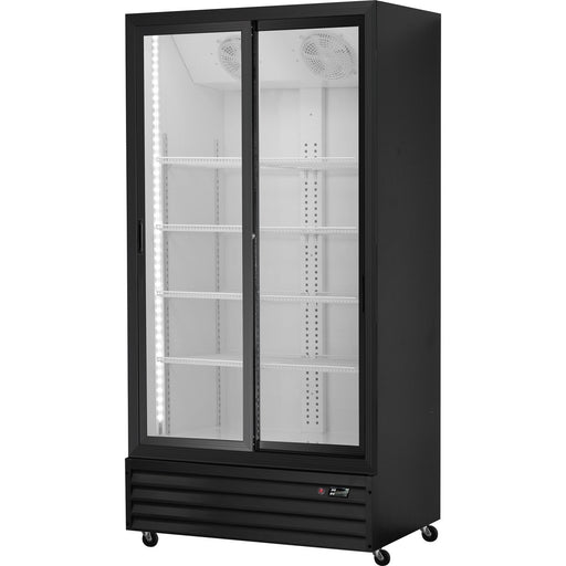Commercial Upright Beverage Bottle Cooler 690 Litres Double Glass Door Black 1000x700x2023mm | Ssh40 Makfry