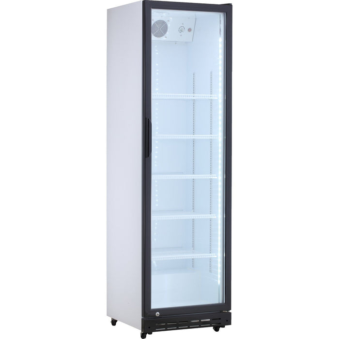 Commercial Upright Beverage Bottle Cooler 214 Litres Single Hinged Glass Door Black &Amp; White 538x505x1585mm | Ssh46 Makfry