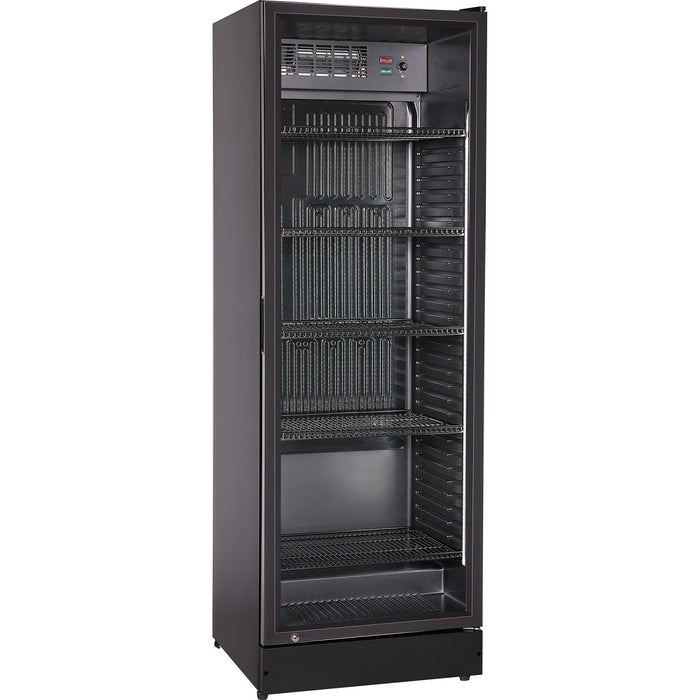 Commercial Upright Beverage Bottle Cooler 360 Litres Single Hinged Glass Door Black 600x620x1800mm | Ssh48 Makfry