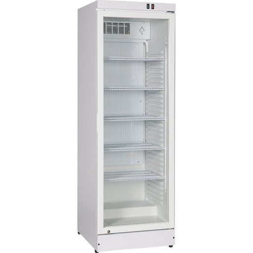 Commercial Upright Beverage Bottle Cooler 360 Litres Single Hinged Glass Door White 600x620x1860mm | Ssh50 Makfry