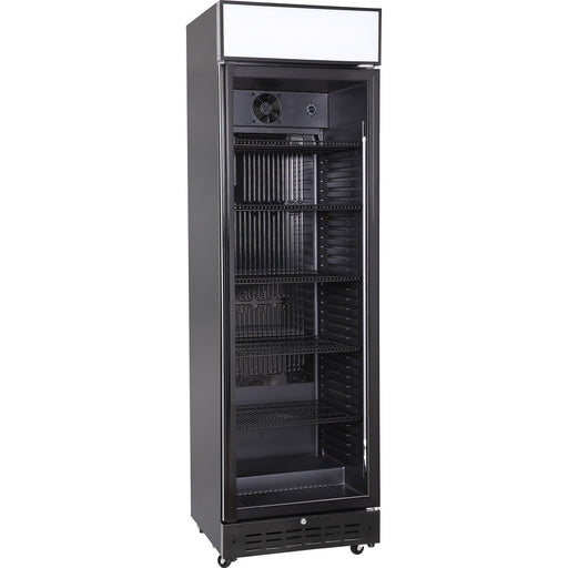 Commercial Upright Beverage Bottle Cooler 360 Litres Single Hinged Glass Door Black 600x620x2005mm | Ssh52 Makfry