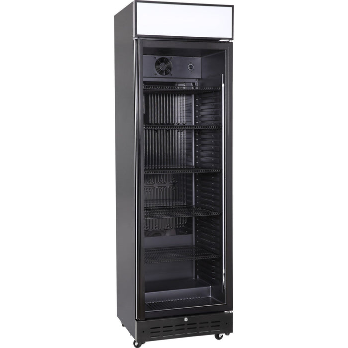 Commercial Upright Beverage Bottle Cooler 360 Litres Single Hinged Glass Door Black 600x620x2005mm | Ssh52 Makfry