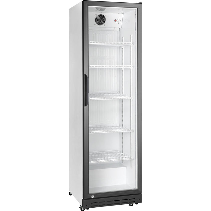 Commercial Upright Beverage Bottle Cooler 214 Litres Single Hinged Glass Door Black &Amp; White 538x505x1585mm | Ssh54 Makfry