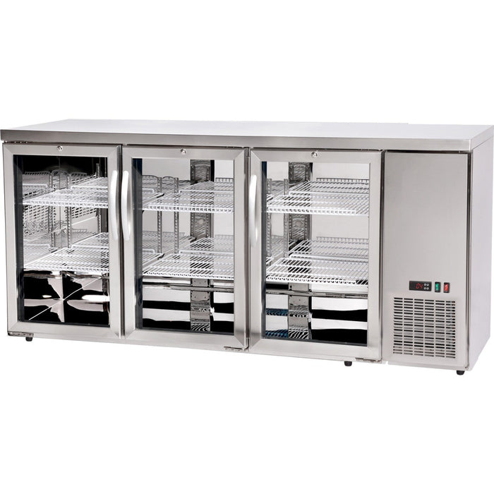 Back Bar Cooler Triple Glass Door 493 Litres Stainless Steel 1826x631x895 | Ssh58 Makfry