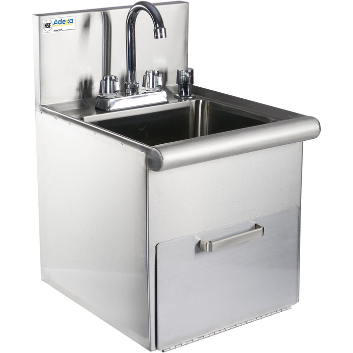 Hand Wash Sink With Faucet &Amp; Soap Dispenser &Amp; Paper Towel Dispenser Back Splash Stainless Steel | Sshws1614 Makfry