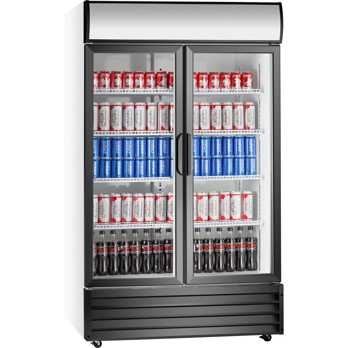 Commercial Twin Bottle cooler Upright 640 litres Hinged glass doors Black&White |  SSP688WEA