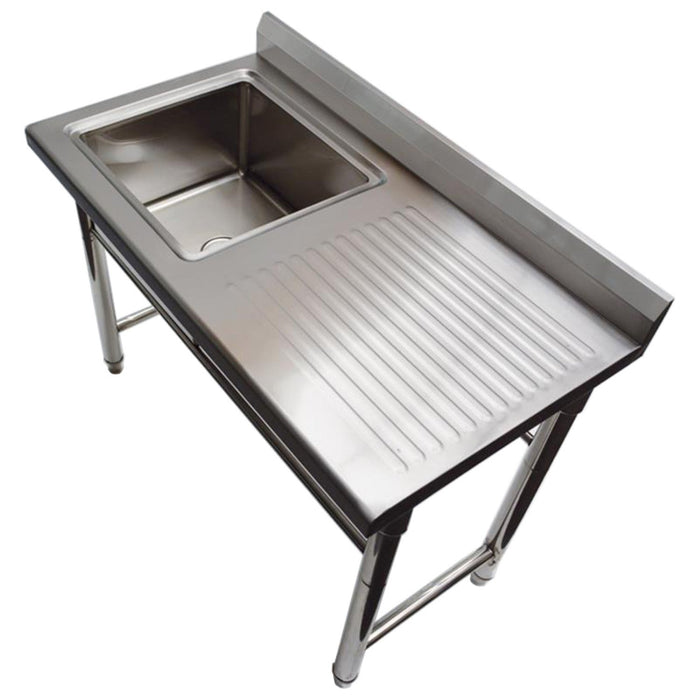 Commercial Sink Stainless Steel 1100x600x900mm 1 Bowl Left Splashback | St145 Bl Makfry