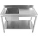 Commercial Sink Stainless Steel 1 Bowl Left Splashback Bottom Shelf 1400x700x950mm | Std1470 L Makfry