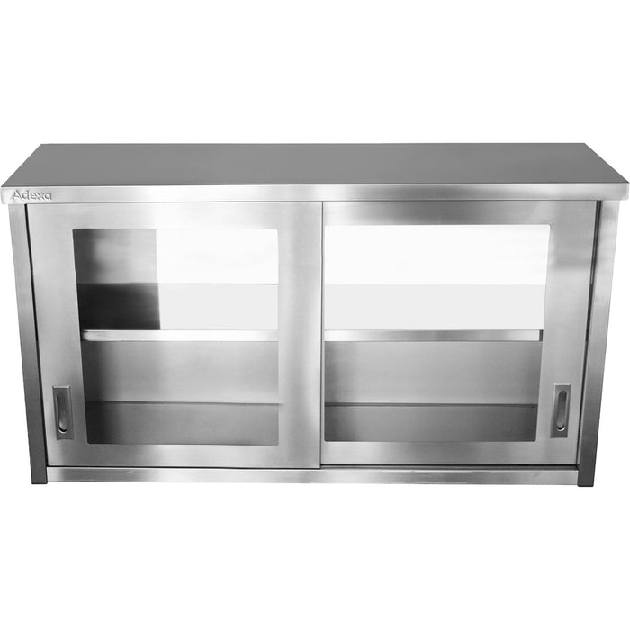 Commercial Wall Cabinet Cupboard Glass Doors Stainless Steel 1600x400x800mm | Swcgdhh160402 Makfry