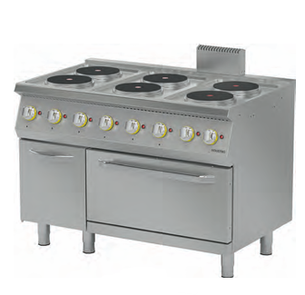 Commercial 6 Round Electric Hot Plate Range with Electric Oven LER-7030 Canmac