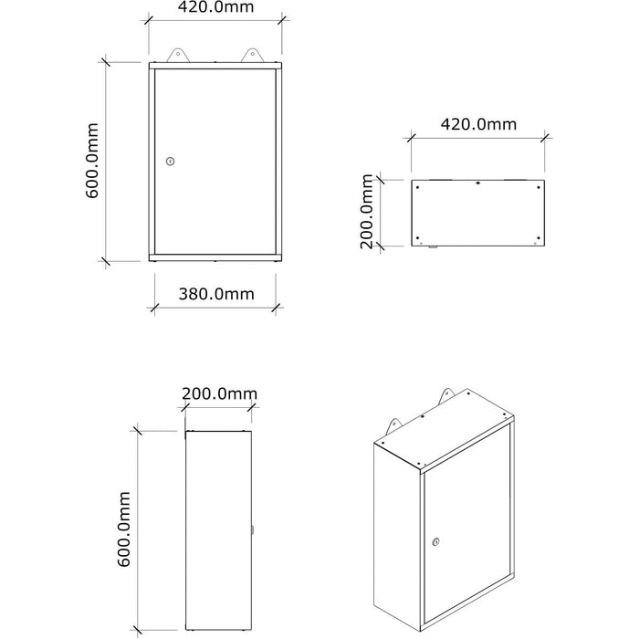 Professional Grey and Black Wall Mounted Tool Cabinet with Key 400x200x600mm |  TC001 Makfry