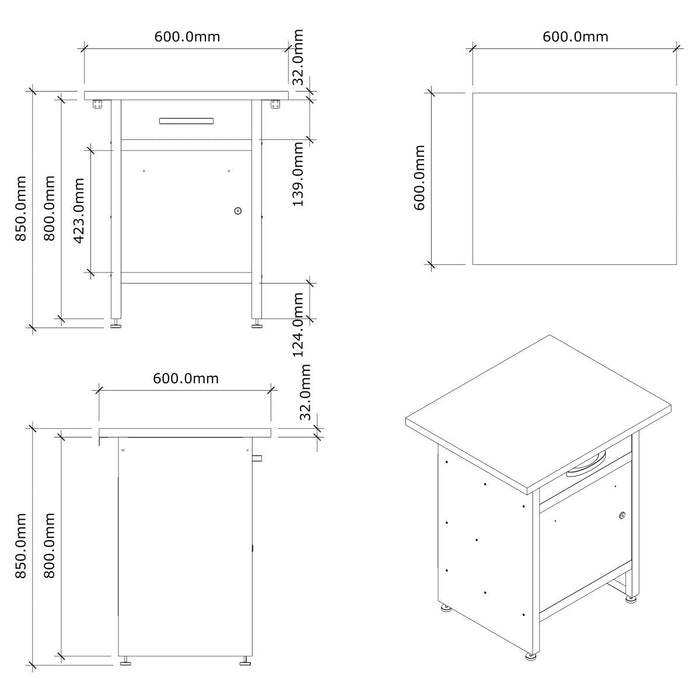 Professional Grey and Black Workshop Workbench with 30mm Wooden Desktop, Drawer and Lockable Door 600x600x850mm |  TC004 Makfry