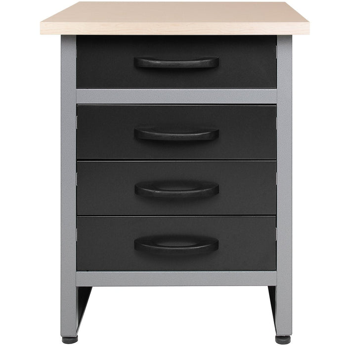 Professional Grey and Black Workshop Drawer Workbench with 30mm Wooden Desktop 600x600x850mm |  TC005 Makfry