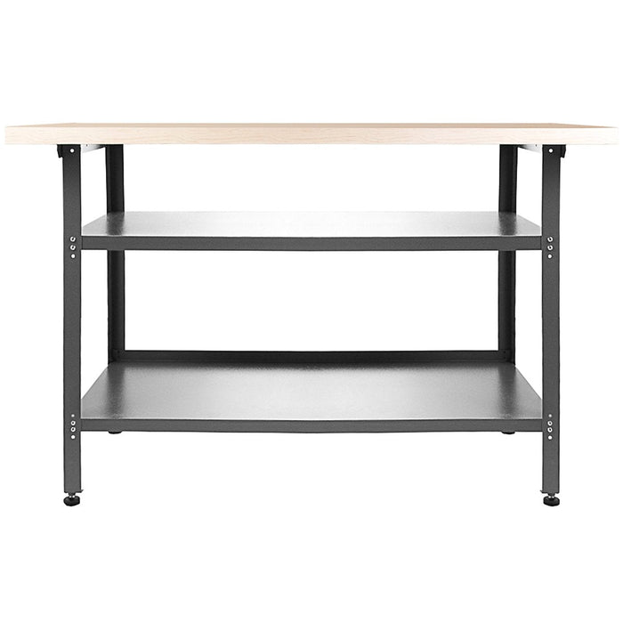 Professional Grey and Black Workshop 3 Layer Workbench with 30mm Wooden Desktop 1200x600x850mm |  TC006A Makfry