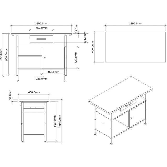 Professional Grey and Black Workshop 2 Layer Workbench with 2 Lockers and 30mm Wooden Desktop 1200x600x850mm |  TC006B Makfry
