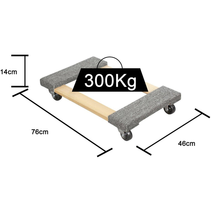 Heavy Duty Platform Trolley Dolly 300kg Capacity 760x460x140mm |  TC0500 Makfry