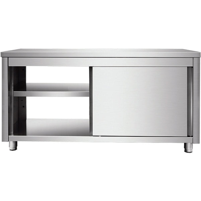 Commercial Pass Through Worktop Floor Cupboard Sliding Doors Stainless Steel 1200x600x850mm | Vtc126 Sls Makfry