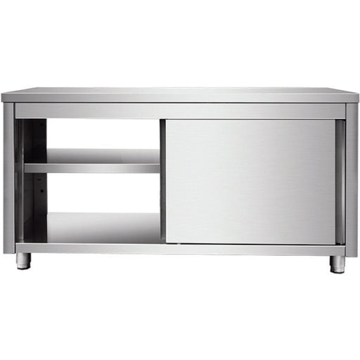 Commercial Pass Through Worktop Floor Cupboard Sliding Doors Stainless Steel 1600x600x850mm | Vtc166 Sls Makfry