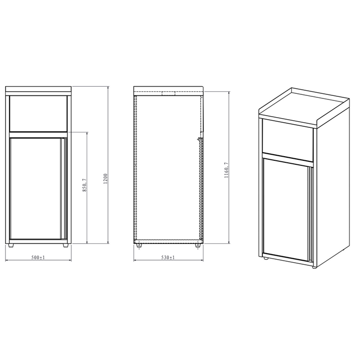 B GRADE Commercial Waste Bin Cabinet Stainless steel |  AER55 B GRADE