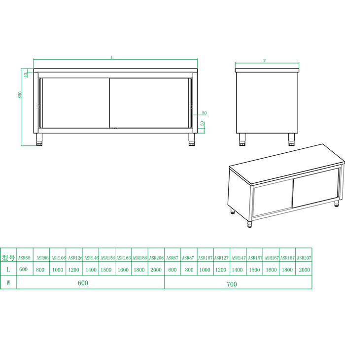 B GRADE Commercial Worktop Floor Cupboard Sliding doors Stainless steel Width 1200mm Depth 700mm |  VTC127SL B GRADE