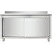 Commercial Worktop Floor Cupboard Sliding Doors Stainless Steel Width 1400mm Depth 700mm Upstand | Thasr147 A Makfry