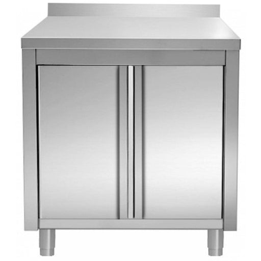 Commercial Worktop Floor Cupboard Hinged Doors Stainless Steel 800x600x850mm Upstand | Vtc86 Slb Makfry