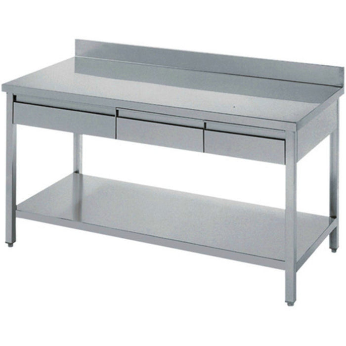 B GRADE Professional Work table 3 drawers Stainless steel Bottom shelf Upstand 1500x700x900mm |  THATS157A3D B GRADE