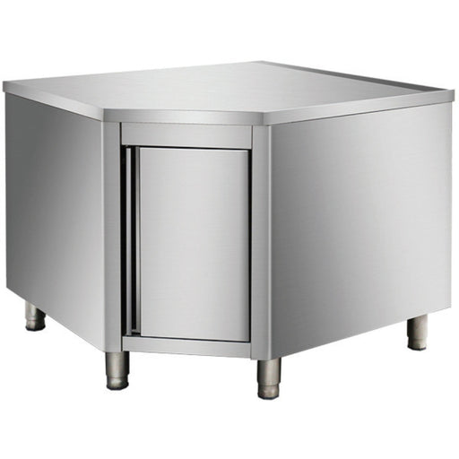 Commercial Worktop Floor Cupboard Corner Unit Hinged Door Stainless Steel Sides 700mm | Vtc107 C Makfry