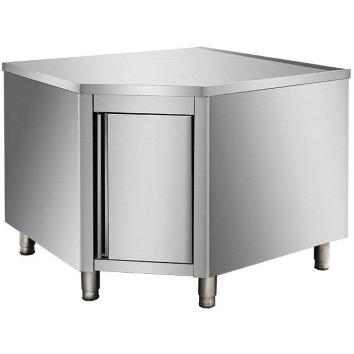 Commercial Worktop Floor Cupboard Corner Unit Hinged Door Stainless Steel Sides 700mm | Vtc107 C Makfry