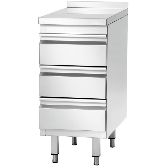 Commercial drawer cabinet Stainless steel 3 drawers Upstand Width 500mm Depth 700mm |  THSS3R57A