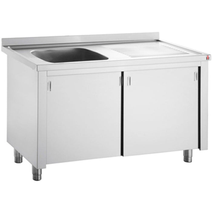 B Grade Commercial Sink With Cupboard Stainless Steel 1 Bowl Left Splashback Width 1000mm Depth 600mm | Vsc106 Lbs B Grade Makfry