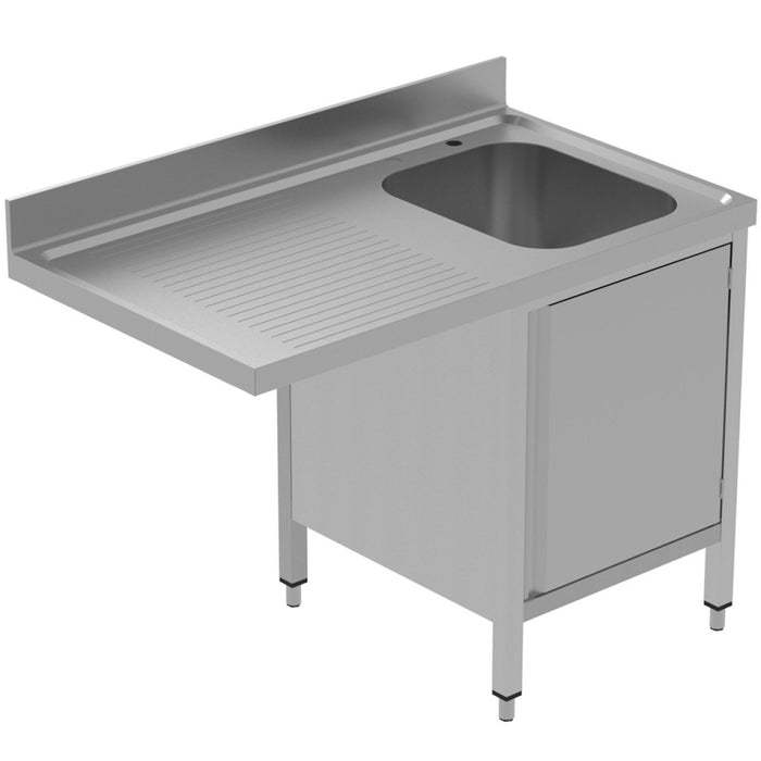 B GRADE Commercial Sink for dishwashers with Cupboard 1 bowl Right Splashback 1200mm Depth 700mm |  THSSR127SBR1 B GRADE