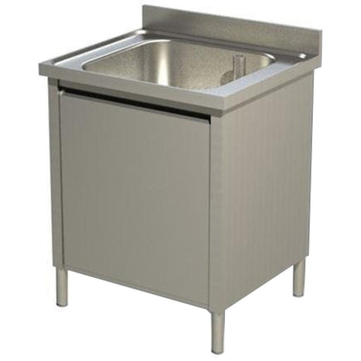 Commercial Sink With Cupboard Stainless Steel 1 Bowl Splashback Width 600mm Depth 600mm | Thssr66 Bm1 Makfry