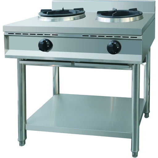 Professional Gas Wok Stove on Open base 2 burners 2x10kW |  THZ2 Makfry