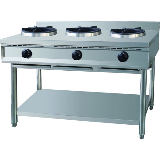 Professional Gas Wok Stove On Open Base 3 Burners 3x10k W | Thz3 Makfry
