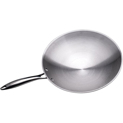 Professional Wok Pan Premium Round bottom Stainless steel 13.5''/340mm |  TP13410 Makfry