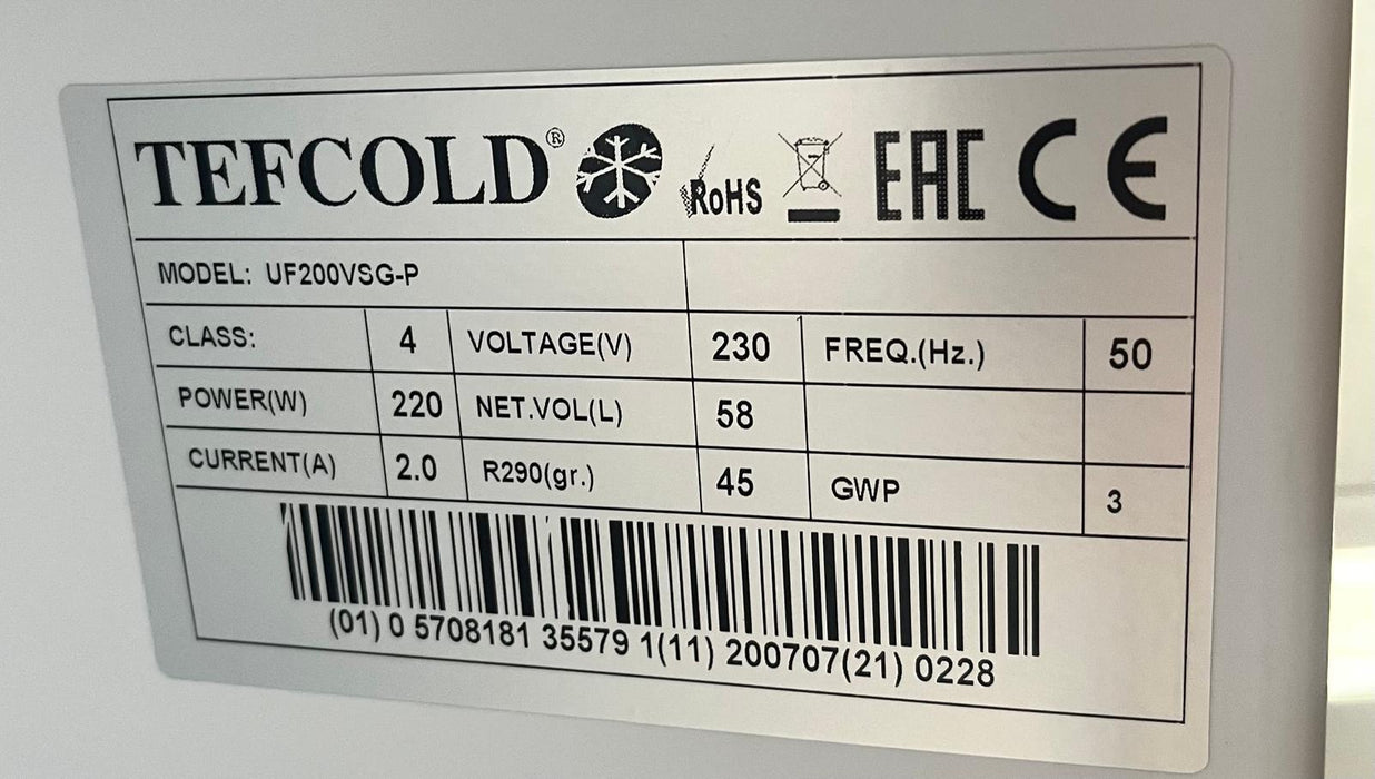 Tefcold UF200VG Glass Door Display Freezer Stainless Glass Door Canmac