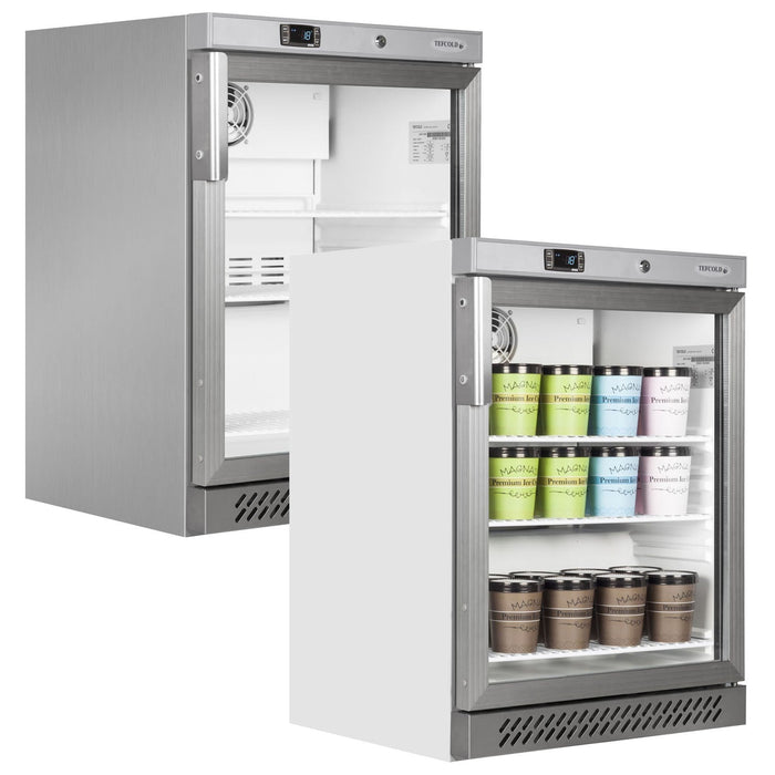 Tefcold UF200VG Glass Door Display Freezer Stainless Glass Door Canmac
