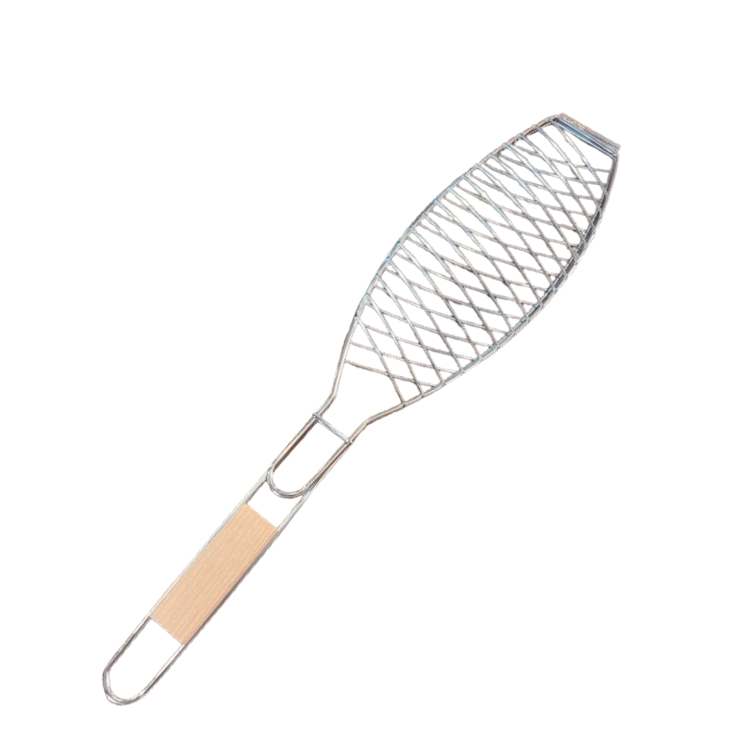 CANMAC Fish Grill Basket Rack Large BBQ Meat Mangal Folding Stand Long ...