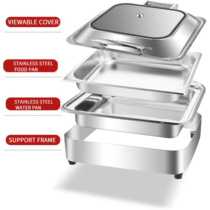 Chafing Dish Electric Glass Lid Stainless Steel 7 Litres Gn1/1 | Viccd528 Makfry